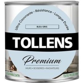 Peinture Tollens premium murs  boiseries et radiateurs bleu gris satin 0 75L