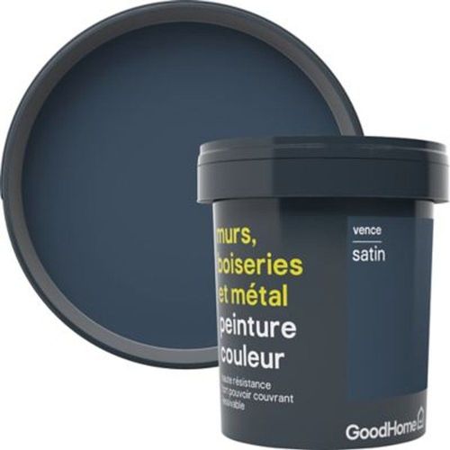 Peinture r?sistante murs  boiseries et m?tal GoodHome bleu Vence satin 0 75L