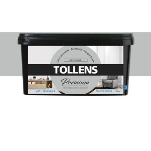 Peinture Tollens premium murs  boiseries et radiateurs reflets gris mat 2 5L