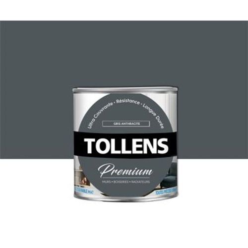 Peinture Tollens premium murs  boiseries et radiateurs gris anthracite mat 0 75L