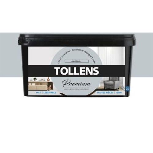 Peinture Tollens premium murs  boiseries et radiateurs gris poli mat 2 5L