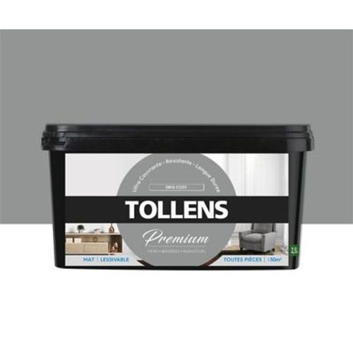 Peinture Tollens premium murs  boiseries et radiateurs gris cosy mat 2 5L