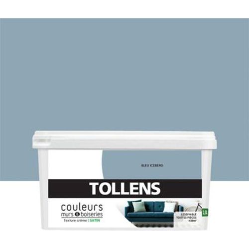 Peinture murs et boiseries Tollens bleu iceberg satin 2 5L