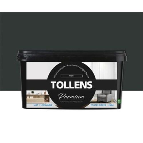 Peinture Tollens premium murs  boiseries et radiateurs noir mat 2 5L