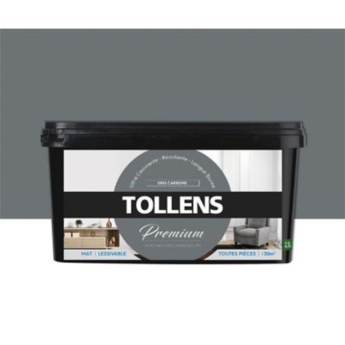 Peinture Tollens premium murs  boiseries et radiateurs gris carbone mat 2 5L
