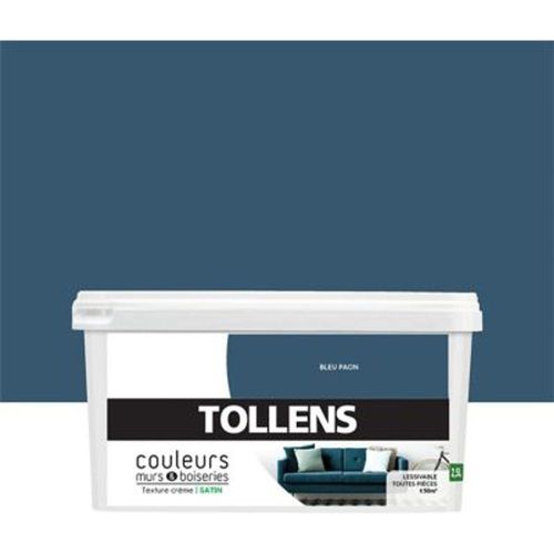 Peinture murs et boiseries Tollens bleu paon satin 2 5L