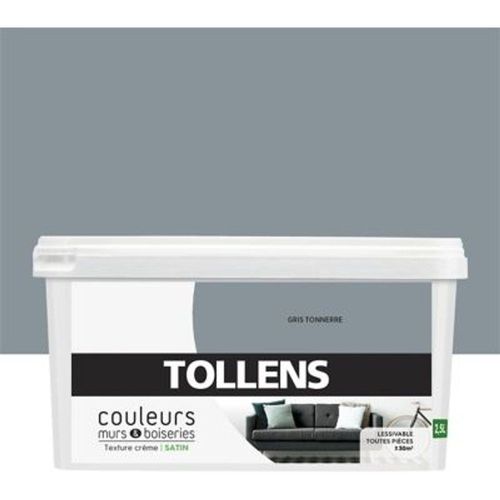 Peinture murs et boiseries Tollens gris tonnerre satin 2 5L