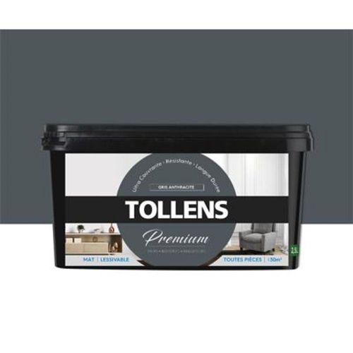 Peinture Tollens premium murs  boiseries et radiateurs gris anthracite mat 2 5L
