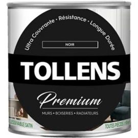 Peinture Tollens premium murs  boiseries et radiateurs noir satin 0 75L