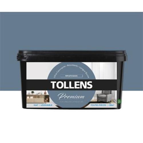 Peinture Tollens premium murs  boiseries et radiateurs reflets bleus mat 2 5L