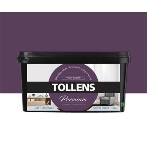 Peinture Tollens premium murs  boiseries et radiateurs violet ?l?gant mat 2 5L