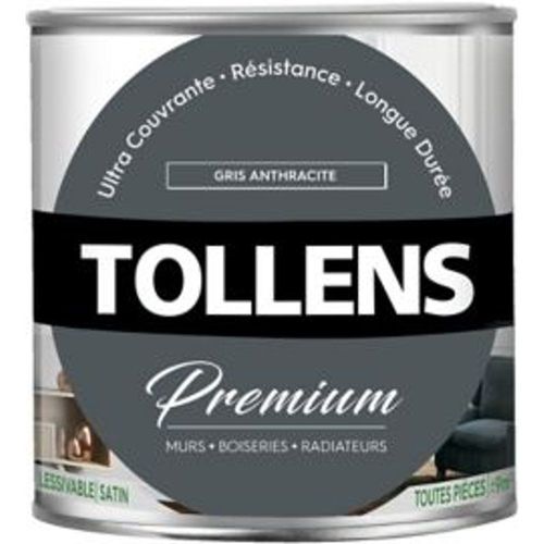 Peinture Tollens premium murs  boiseries et radiateurs gris anthracite satin 0 75L
