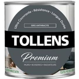 Peinture Tollens premium murs  boiseries et radiateurs gris anthracite satin 0 75L