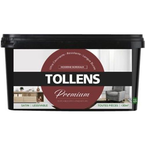 Peinture Tollens premium murs  boiseries et radiateurs moderne bordeaux satin 2 5L