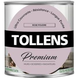Peinture Tollens premium murs  boiseries et radiateurs rose poudr? satin 0 75L