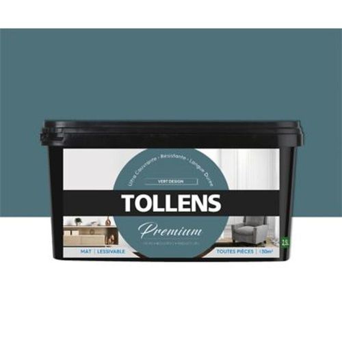 Peinture Tollens premium murs  boiseries et radiateurs vert design mat 2 5L