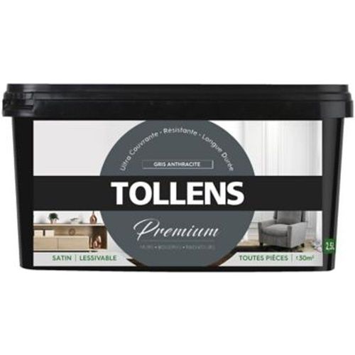 Peinture Tollens premium murs  boiseries et radiateurs gris anthracite satin 2 5L