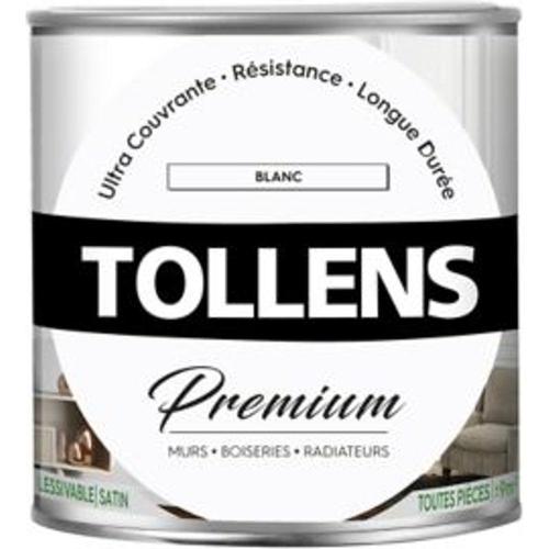 Peinture Tollens premium murs  boiseries et radiateurs blanc satin 0 75L