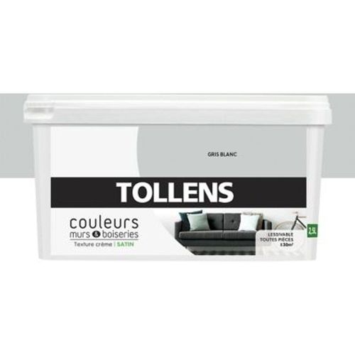 Peinture murs et boiseries Tollens gris blanc satin 2 5L