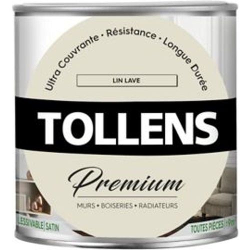 Peinture Tollens premium murs  boiseries et radiateurs lin lav? satin 0 75L
