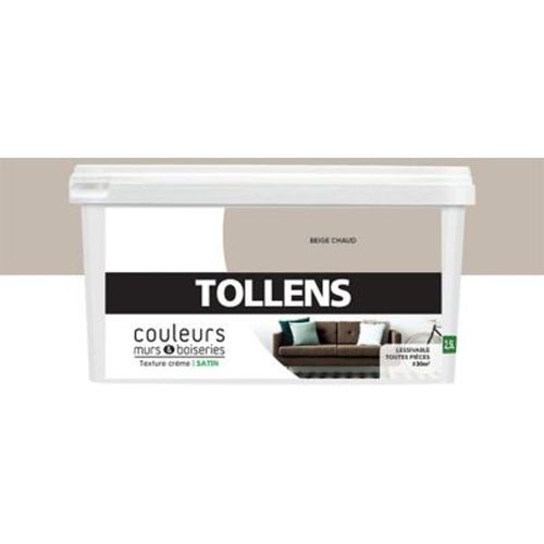 Peinture murs et boiseries Tollens beige chaud satin 2 5L