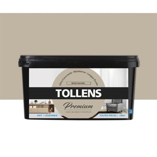 Peinture Tollens premium murs  boiseries et radiateurs beige naturel mat 2 5L
