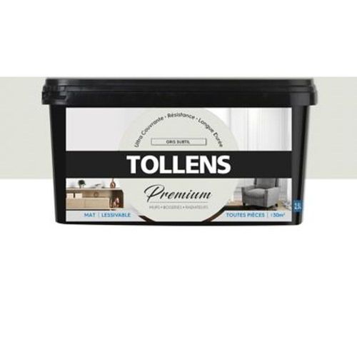 Peinture Tollens premium murs  boiseries et radiateurs gris subtil mat 2 5L