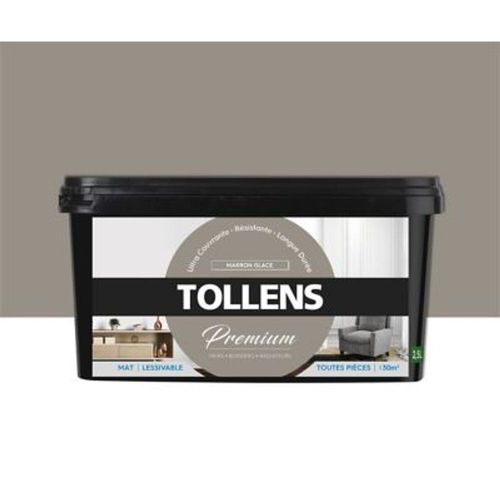 Peinture Tollens premium murs  boiseries et radiateurs marron glac? mat 2 5L