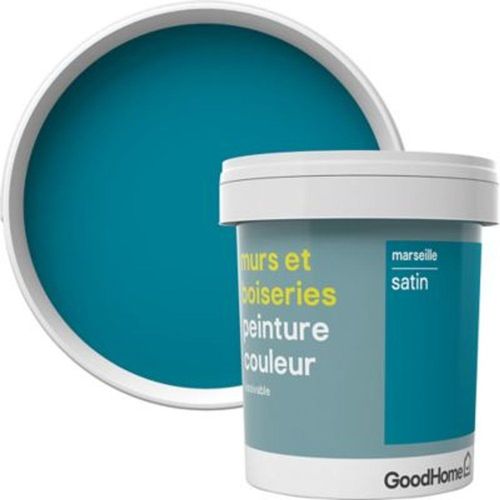Peinture murs et boiseries GoodHome bleu Marseille satin 0 75L