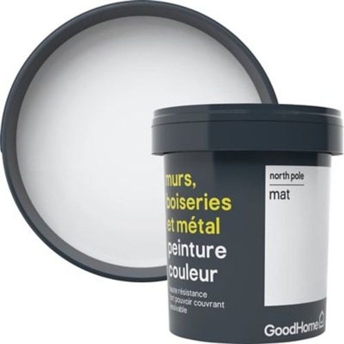 Peinture r?sistante murs  boiseries et m?tal GoodHome blanc North Pole mat 0 75L