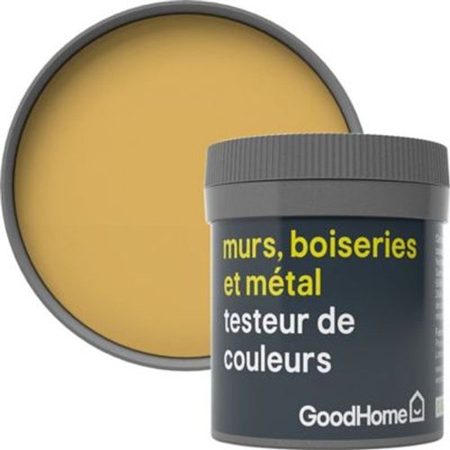 Testeur peinture r?sistante murs  boiseries et m?tal GoodHome jaune Chueca mat 50ml