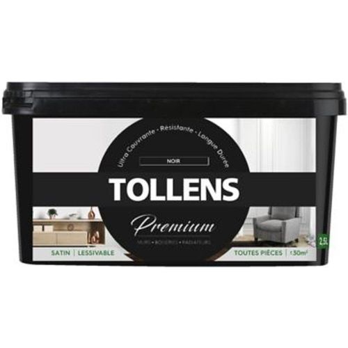 Peinture Tollens premium murs  boiseries et radiateurs noir satin 2 5L
