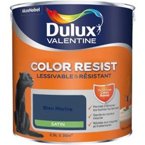 Peinture murs et boiseries Dulux Valentine Color Resist bleu marine satin 2 5L