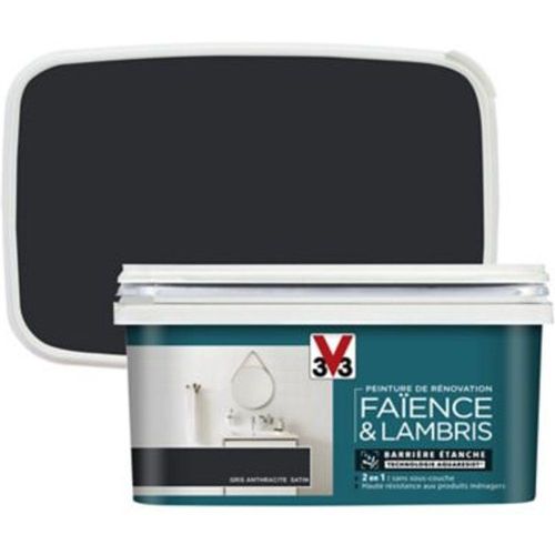 Peinture de r?novation fa?ence et lambris V33 anthracite satin 2L