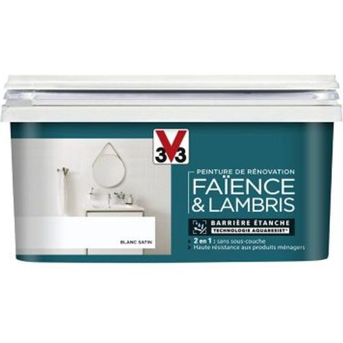 Peinture de r?novation fa?ence et lambris V33 blanc satin 2L