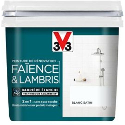 Peinture de r?novation fa?ence et lambris V33 blanc satin 750ml
