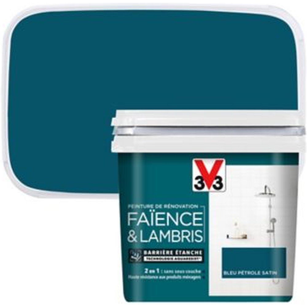 Peinture de r?novation fa?ence et lambris V33 bleu p?trole satin 750ml