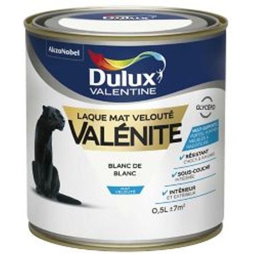 Laque mat velout? blanc de blanc Val?nite Dulux Valentine 0 5L