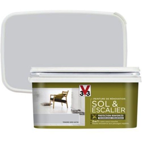 Peinture de r?novation sol et escalier V33 tendre gris satin 2L
