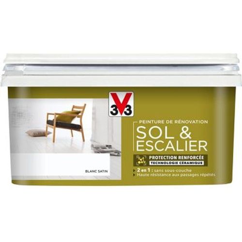 Peinture de r?novation sol et escalier V33 blanc satin 2L