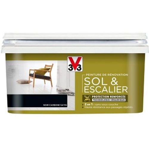 Peinture de r?novation sol et escalier V33 noir carbone satin 2L