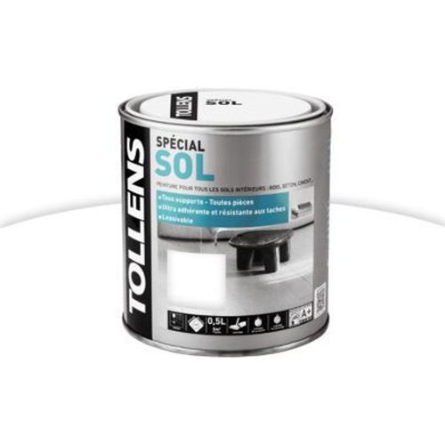 Peinture sol int?rieur Tollens coloris blanc 0 5 L