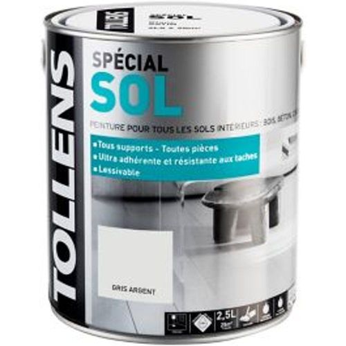 Peinture sol int?rieur Tollens gris argent 2 5 L