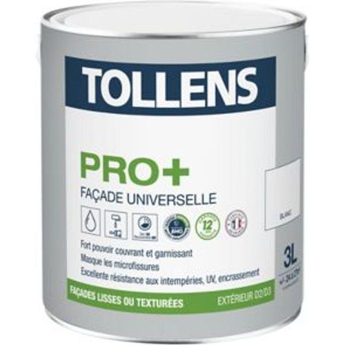 Peinture fa?ade universelle Tollens pro+ blanc 3L