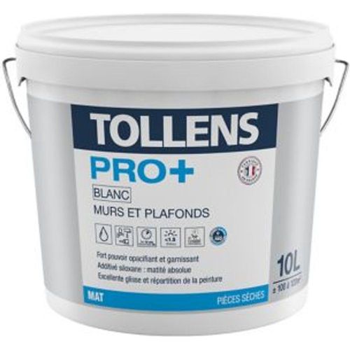 Peinture murs et plafonds Tollens pro+ mat 10L