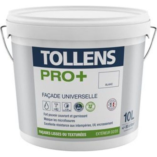 Peinture fa?ade universelle Tollens pro+ blanc 10L