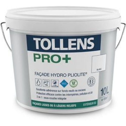 Peinture fa?ade Hydro Pliolite Tollens pro + blanc 10L