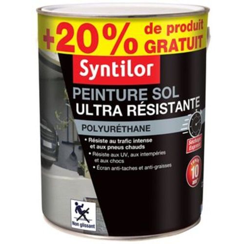 Peinture pour sol ultra r?sistante blanc satin Syntilor 2 5L + 20% gratuit
