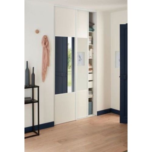 2 portes de placard coulissantes avec miroir Optimum blanc vein? H. 250 x L. 120 cm