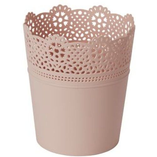 Pot Rond Dentelle Plastique Rose - 12 Cm